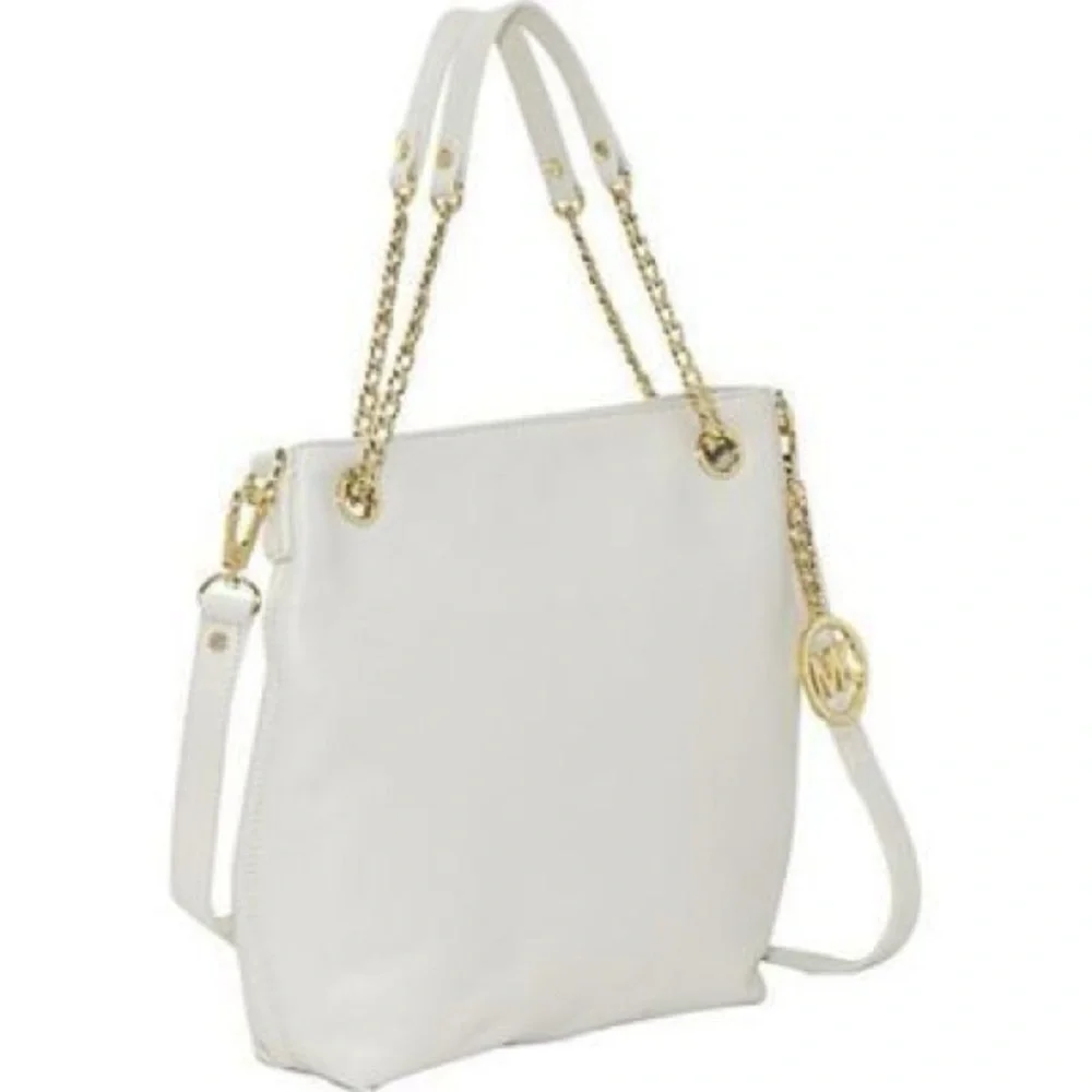 Michael Kors White Leather Jet Set Chain Shoulder Bag
